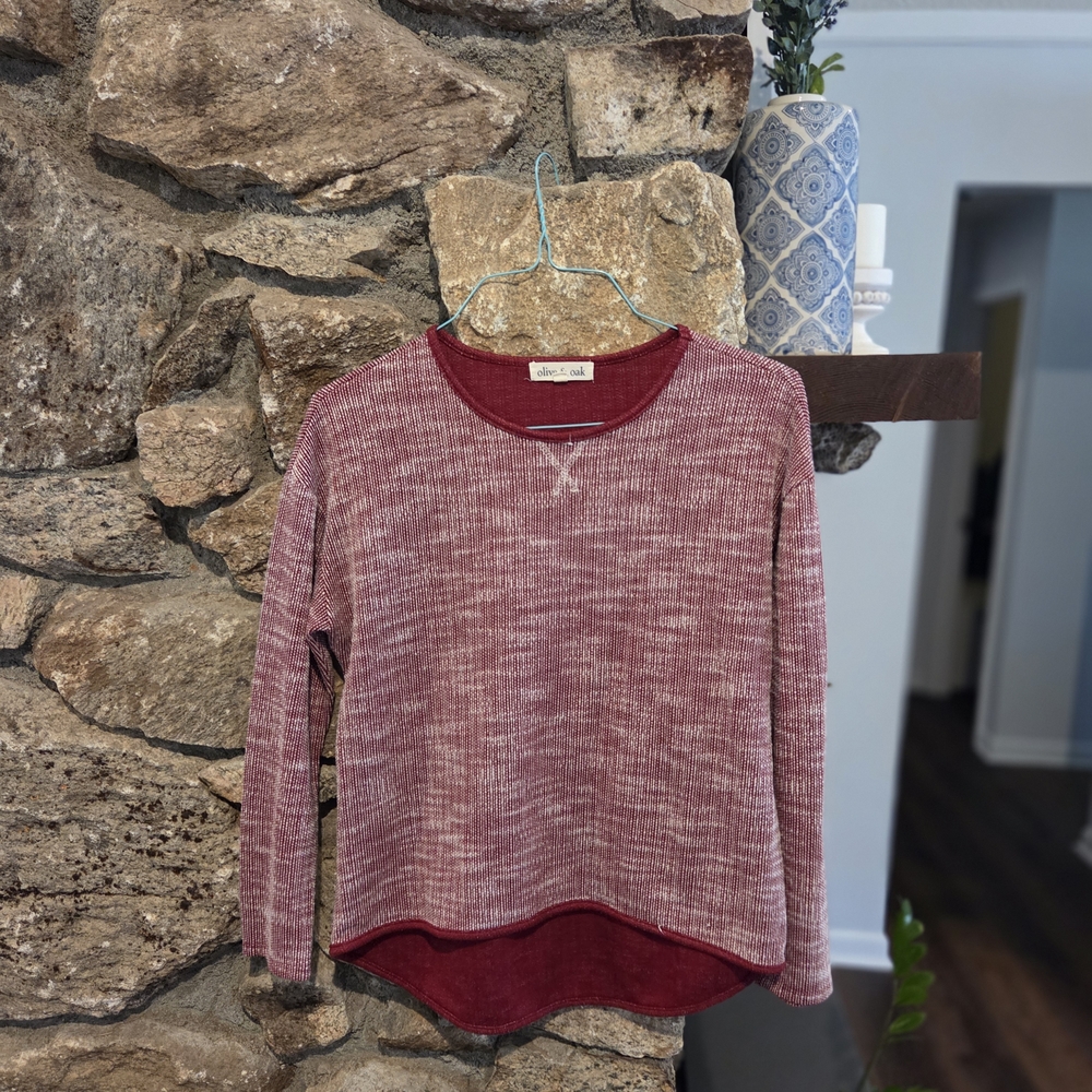 Olive & Oak Maroon Long Sleeve Top